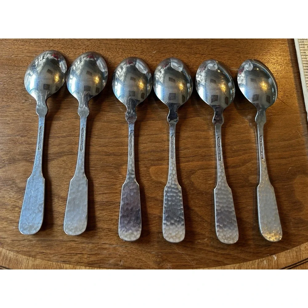 Set of 6 Towle Hammersmith Oval Soup Spoons 7 1/8